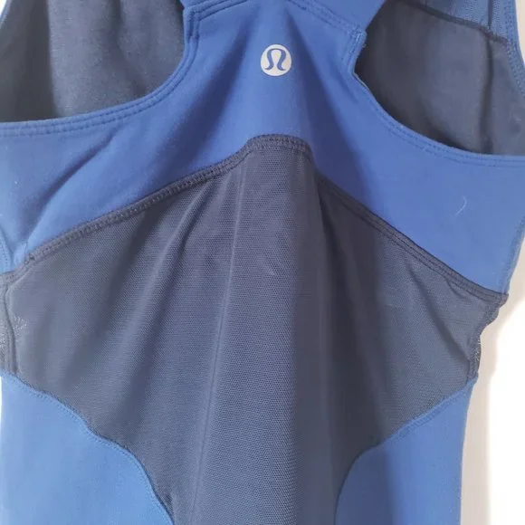 Lululemon Royal Blue Deep V Tank Mesh Back Size 4 - Picture 4 of 8